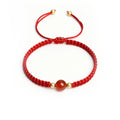 Minimalist Single Bead Red String Bracelet — Handmade Braided Cord, Natural Crystal Charm, Adjustable for Men Women, Lucky Protection Gift