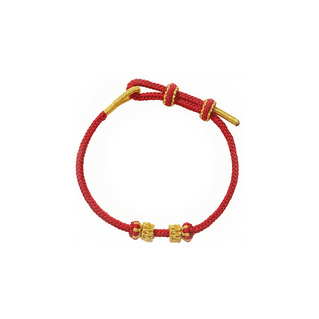 Gold Knot Red String Bracelet — 7 Knot Lucky Cord for Women Men, Adjustable, Handmade