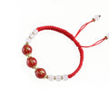 Custom Initial Letter Red Agate Red String Bracelet — 3 Gold Letter Beads, Personalized Name Charm, Handmade Braided Cord, Adjustable for Men Women, Lucky Protection Gift