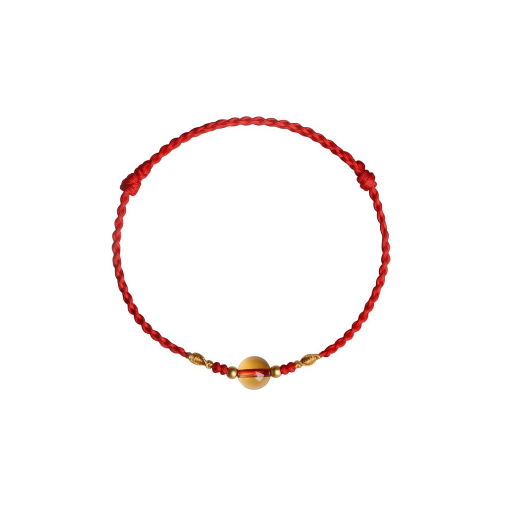 Natural Crystal Single Bead Red String Bracelet — Handmade Braided Cord, Adjustable for Men Women, Lucky Charm Protection Gift