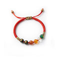 Five Elements Lucky Red String Bracelet — 6 Natural Gemstone Bead Charm, Handmade Braided Cord, Adjustable for Men Women, Protection & Prosperity Gift