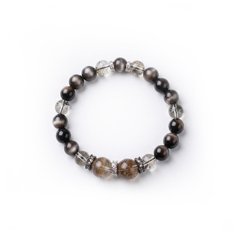Tiger's Eye & Golden Rutilated Quartz Bracelet — Vision · Courage · Leadership