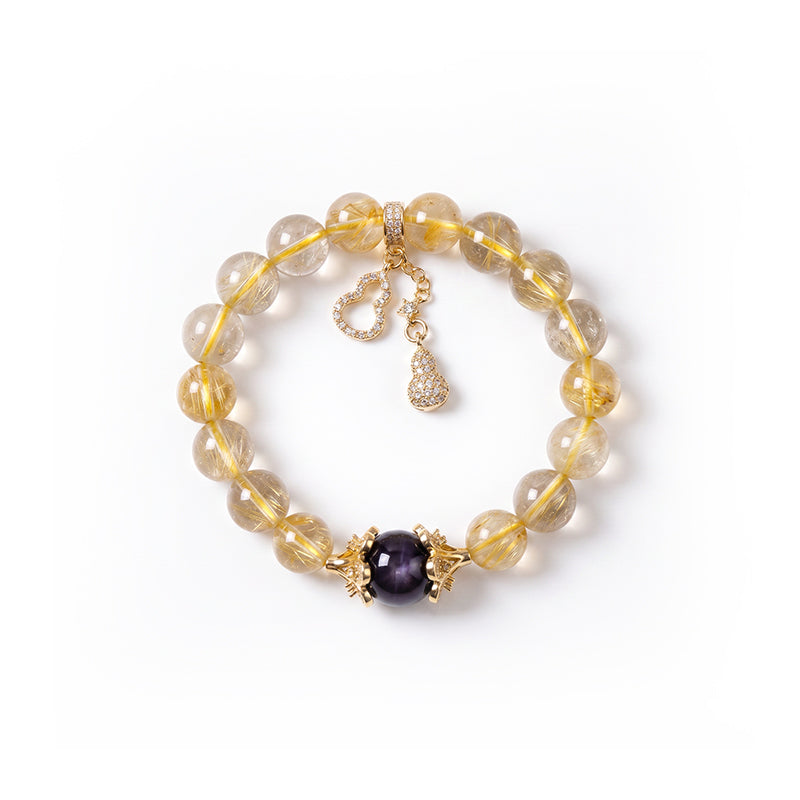 Rutilated Quartz & Amethyst Bracelet — Manifestation · Wishing · Protection