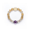 Golden Rutilated Quartz, Amethyst & Clear Quartz Bracelet