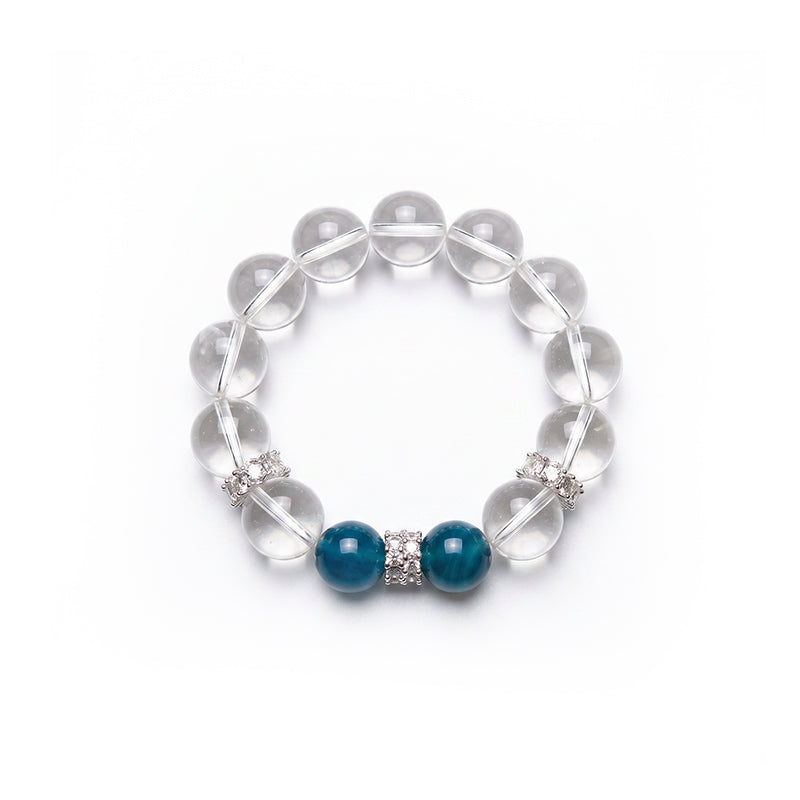 Natural Clear Quartz & Blue Apatite Bracelet for Focus & Clarity - Beaded Healing Jewelry