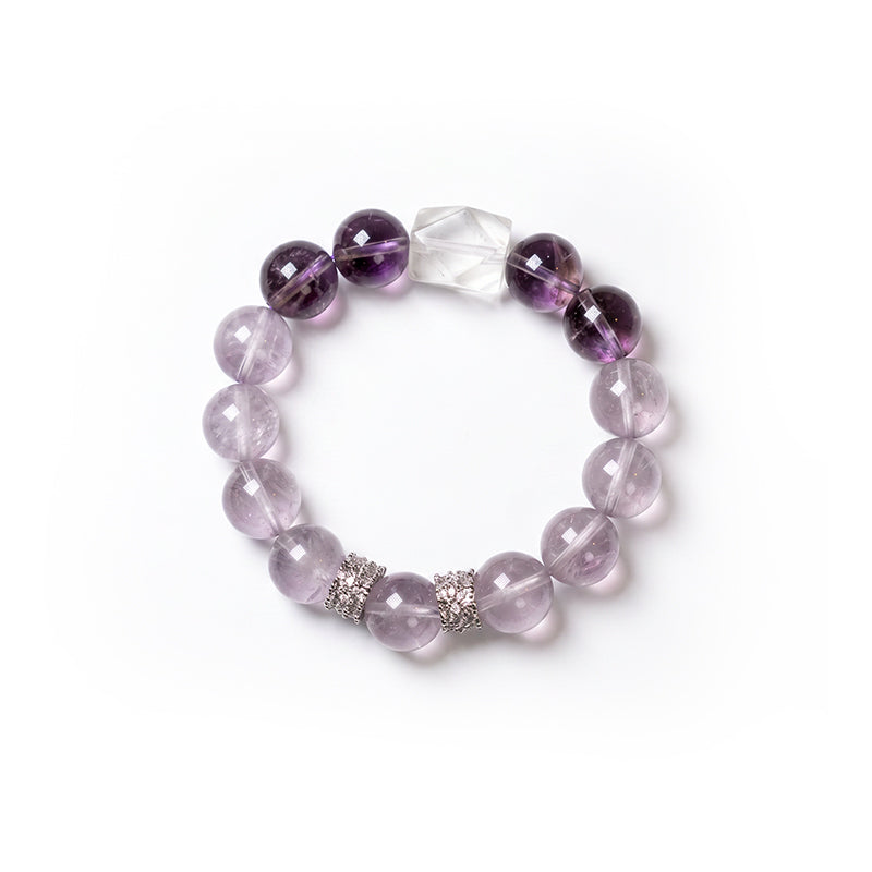 Lavender Dreams – Gradient Amethyst & Clear Quartz Healing Bracelet