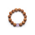 Peach Pit & Amethyst Bracelet – Natural Protection & Calm Charm, Unisex Handmade Crystal Jewelry