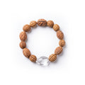Peach Pit & Clear Quartz Bracelet – Natural Protection Charm, Unisex Handmade Crystal Jewelry