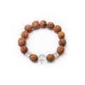 Natural Peach Seed Bracelet – Polished Clear Quartz & Silver Spacer Charm