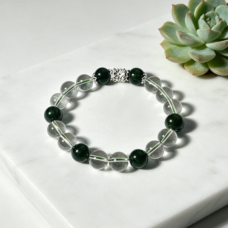 Velo Primaverile — Bracciale Cristallo Verde e Bianco