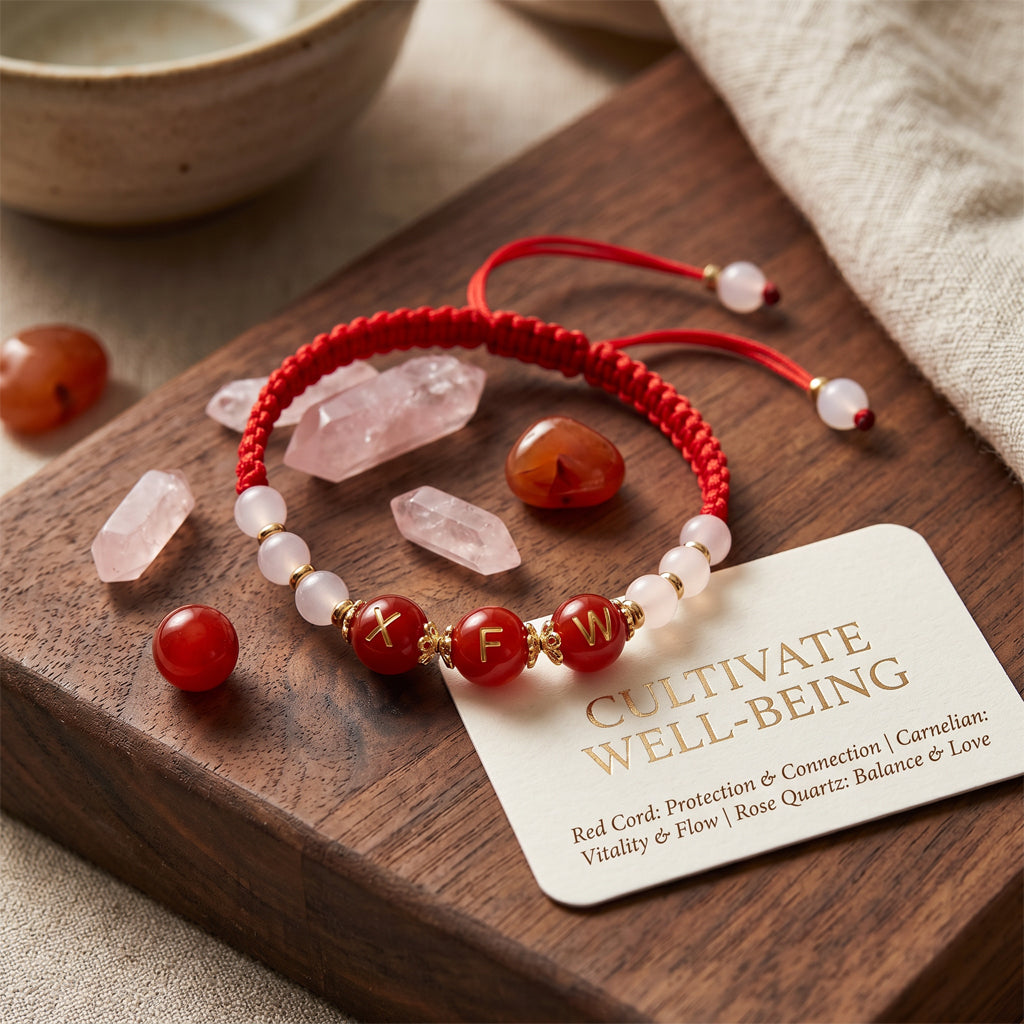 Custom Initial Letter Red Agate Red String Bracelet — 3 Gold Letter Beads, Personalized Name Charm, Handmade Braided Cord, Adjustable for Men Women, Lucky Protection Gift