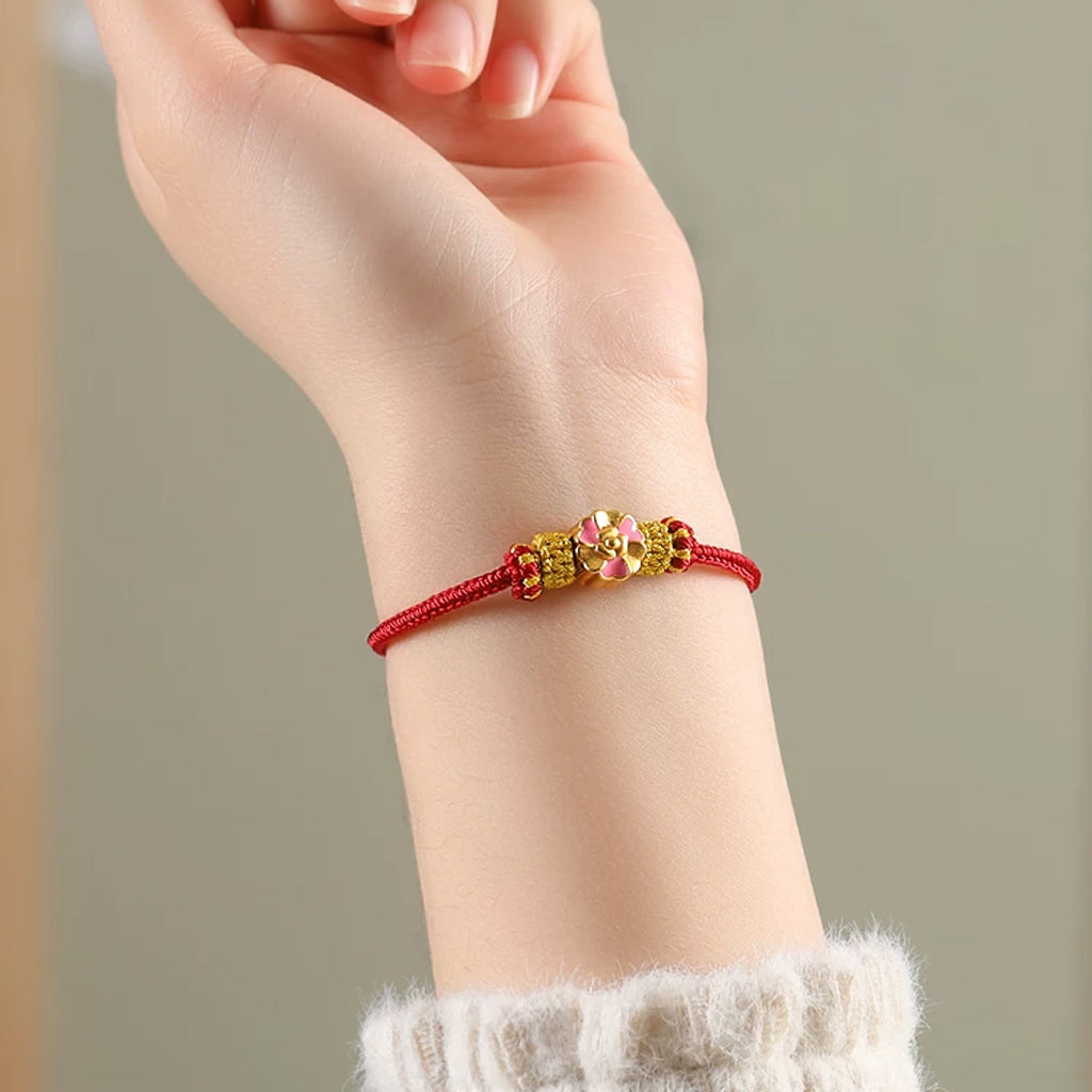 Gold Knot Red String Bracelet — 7 Knot Lucky Cord for Women Men, Adjustable, Handmade