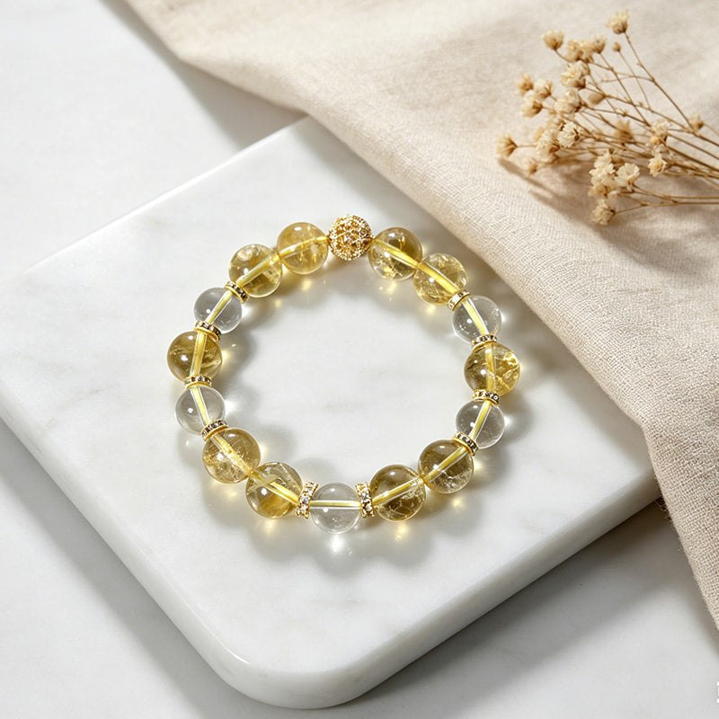 Golden Veil — Gold Rutilated & Citrine Crystal Bracelet