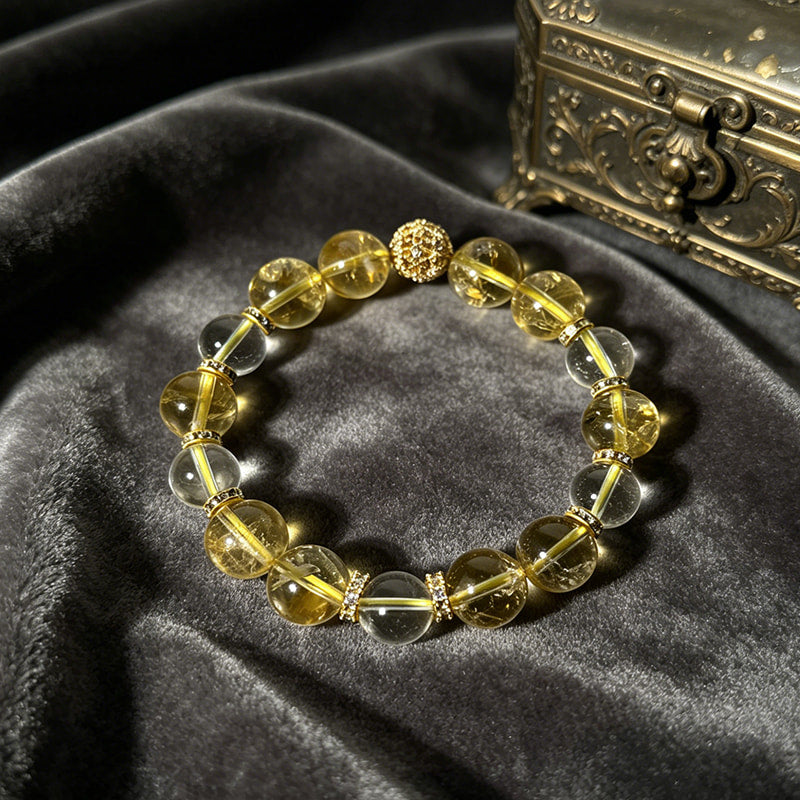 Golden Veil — Gold Rutilated & Citrine Crystal Bracelet