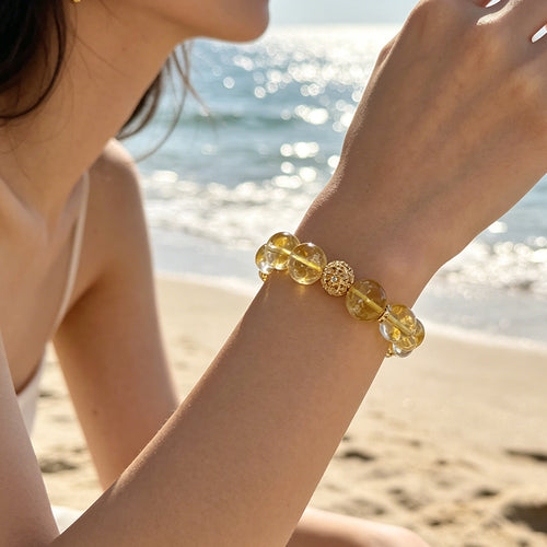 Golden Veil — Gold Rutilated & Citrine Crystal Bracelet