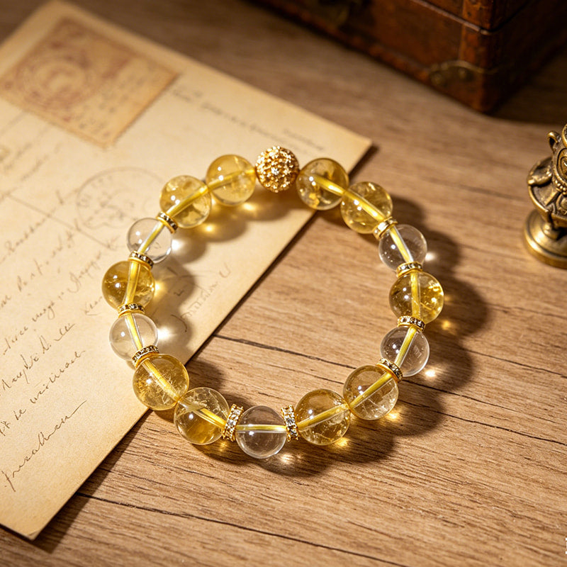 Golden Veil — Gold Rutilated & Citrine Crystal Bracelet