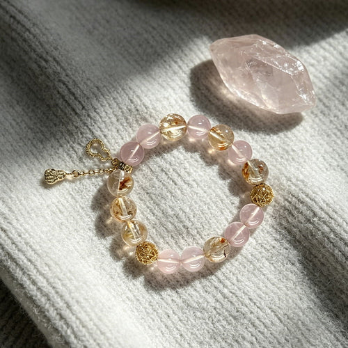 Cuore Gentile · Quarzo Rosa con Rutilo Dorato Caldo