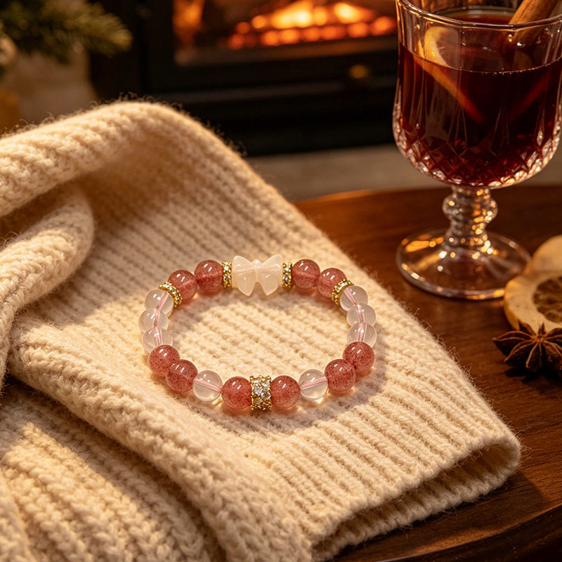 Strawberry Moonlight — Braccialetto di Cristallo Rosa Chiaro