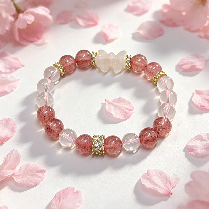 Strawberry Moonlight — Braccialetto di Cristallo Rosa Chiaro