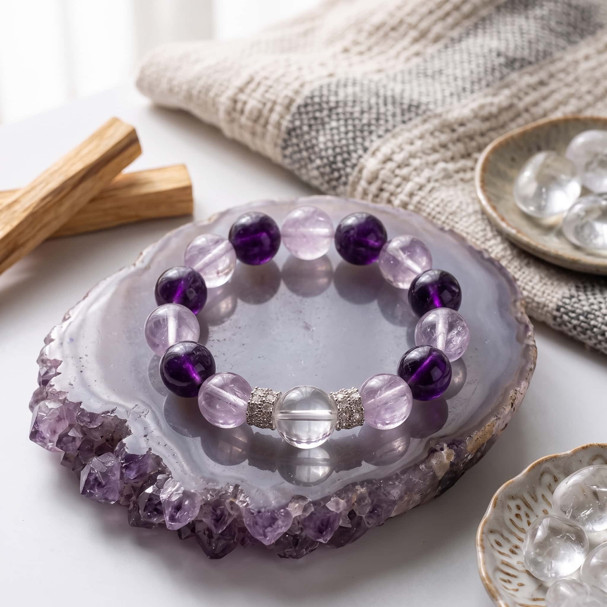 Amethyst & Purple Fluorite Bracelet — Clarity · Focus · Intuition