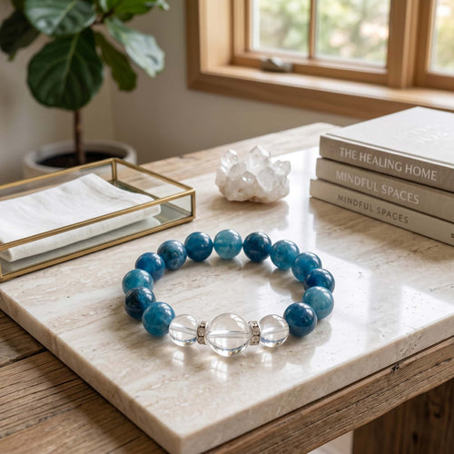 Aquamarine & Clear Quartz Bracelet — Calm · Communication · Peace
