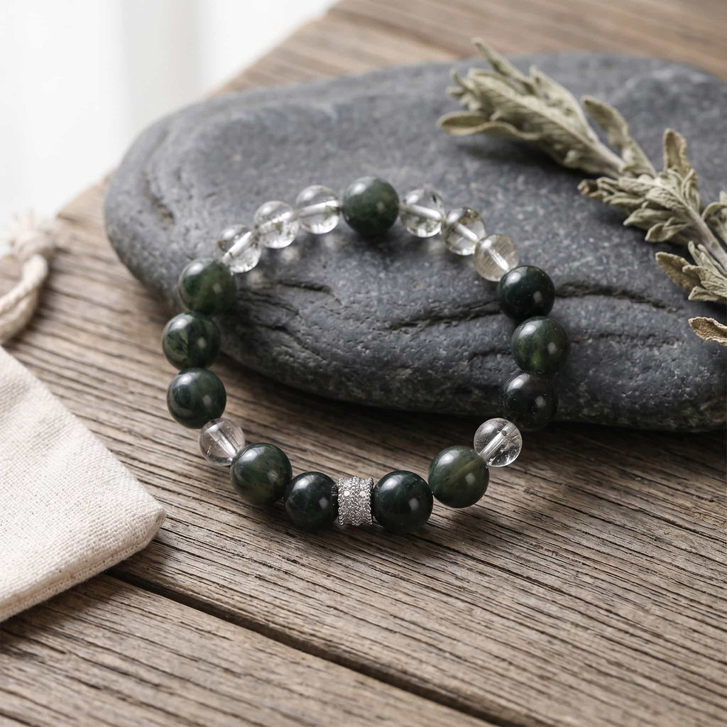 Green Aventurine & Clear Quartz Bracelet — Luck · Opportunity · Growth