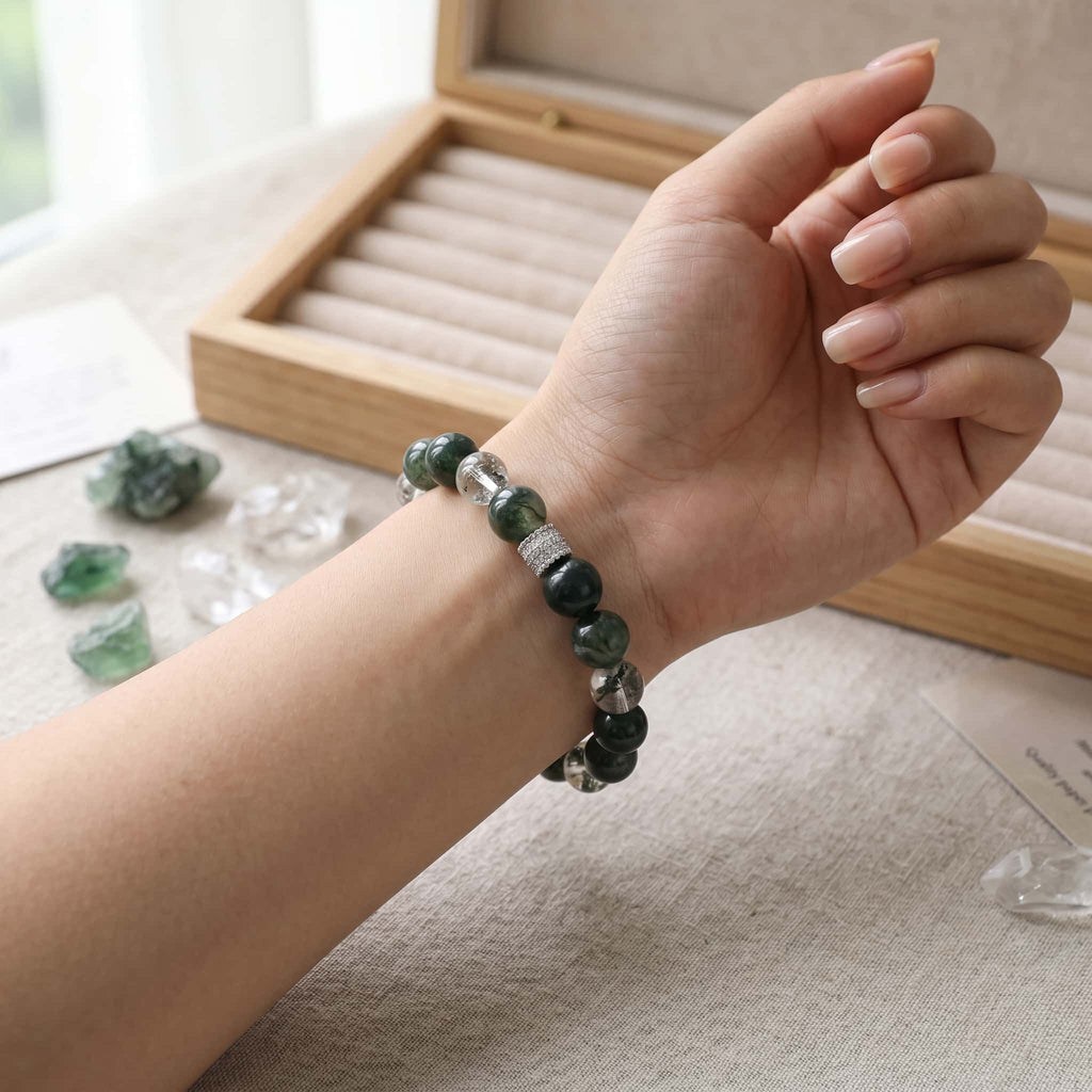 Green Aventurine & Clear Quartz Bracelet — Luck · Opportunity · Growth