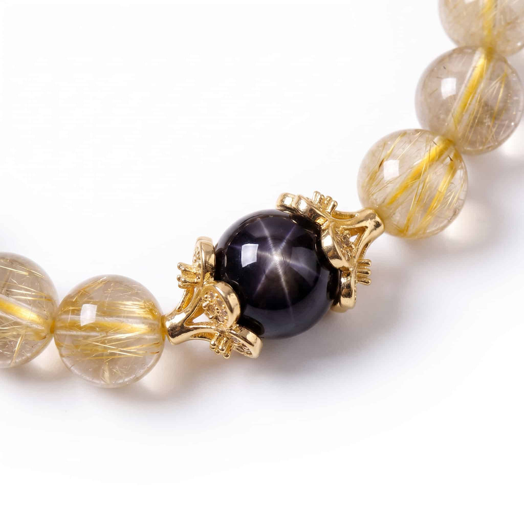 Rutilated Quartz & Amethyst Bracelet — Manifestation · Wishing · Protection