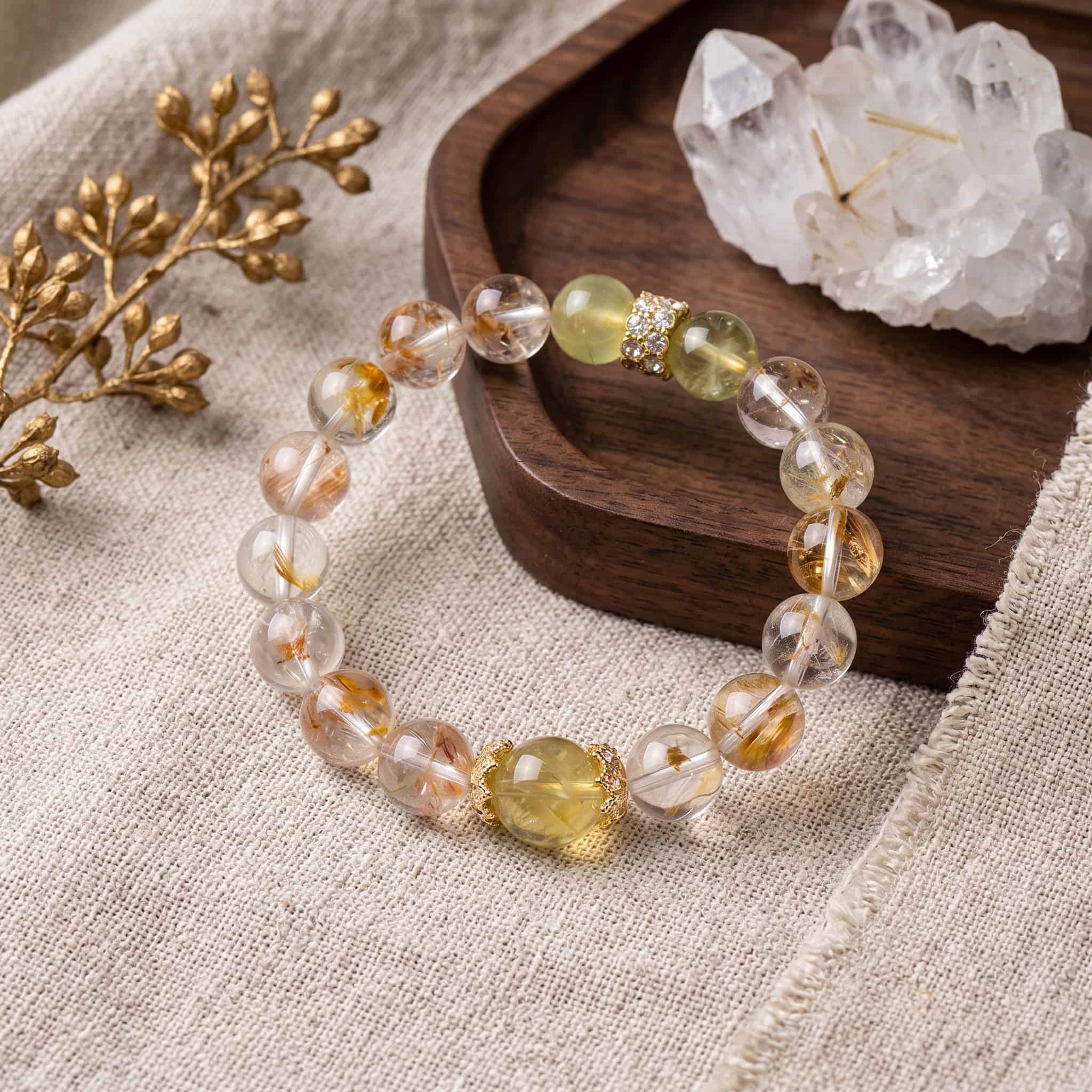Citrine & Garden Quartz Bracelet – Prosperity · Inner Peace · One-of-a-Kind