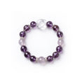 Natural Amethyst & Clear Quartz Bracelet for Intuition & Stress Relief - Beaded Healing Jewelry